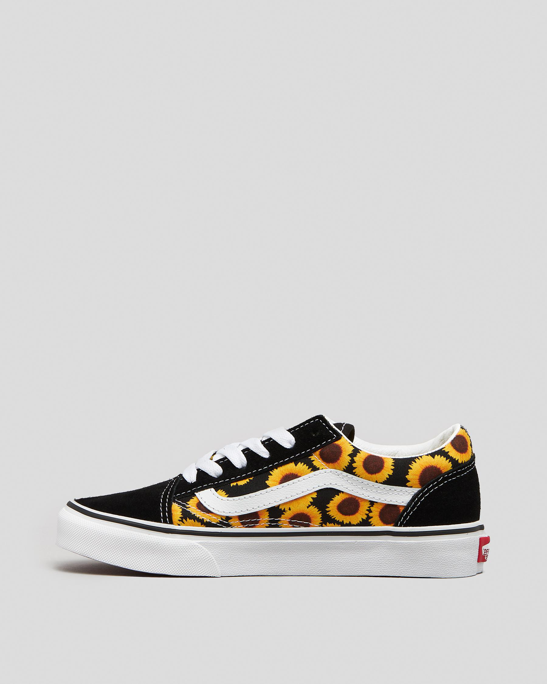 Shop Vans Girls' Old Skool Shoes In Sunflower Black/yellow - Fast ...