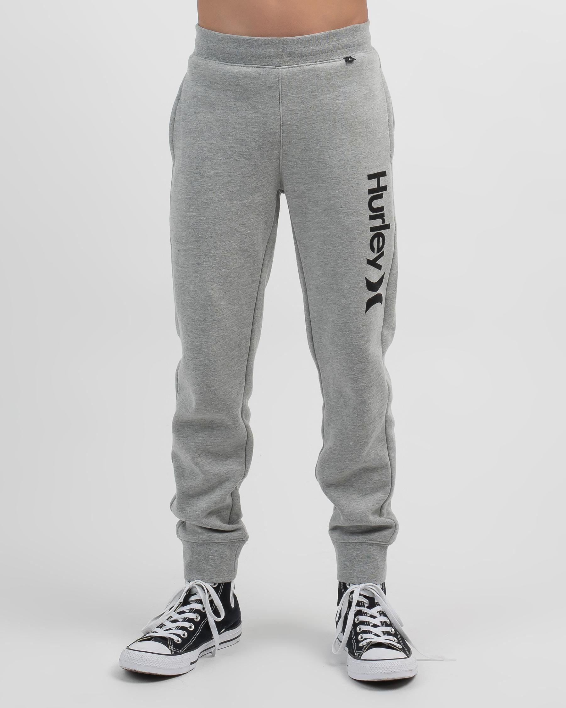 Shop Hurley Boys' One And Only Track Pants In Dark Grey Heather - Fast ...