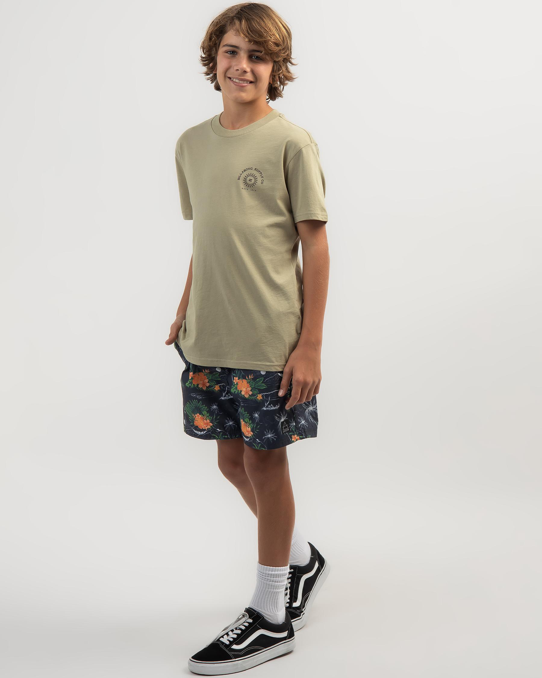 Shop Billabong Boys' Sundown T-Shirt In Khaki - Fast Shipping & Easy ...