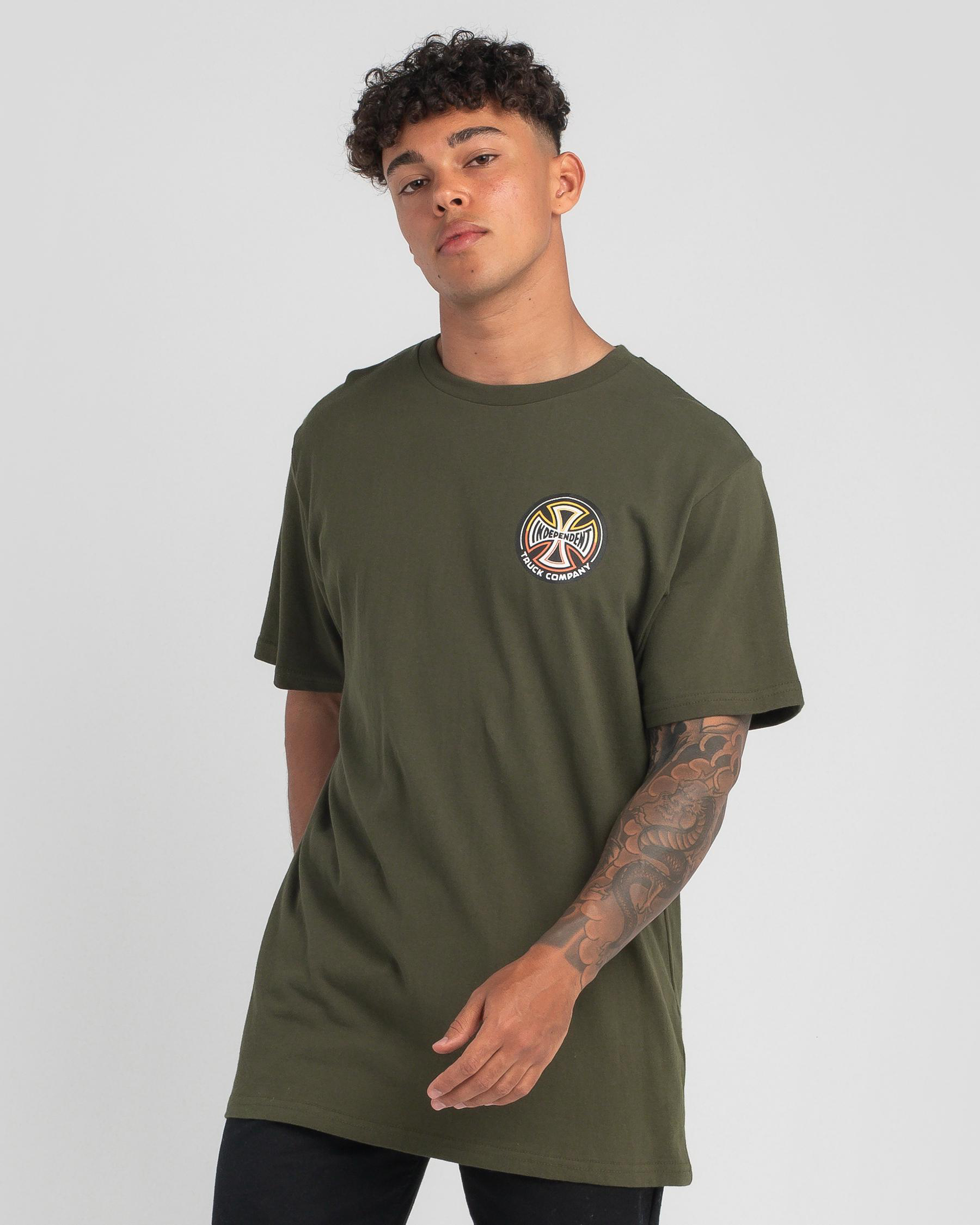 Shop Independent Split Cross T-Shirt In Jungle - Fast Shipping & Easy ...
