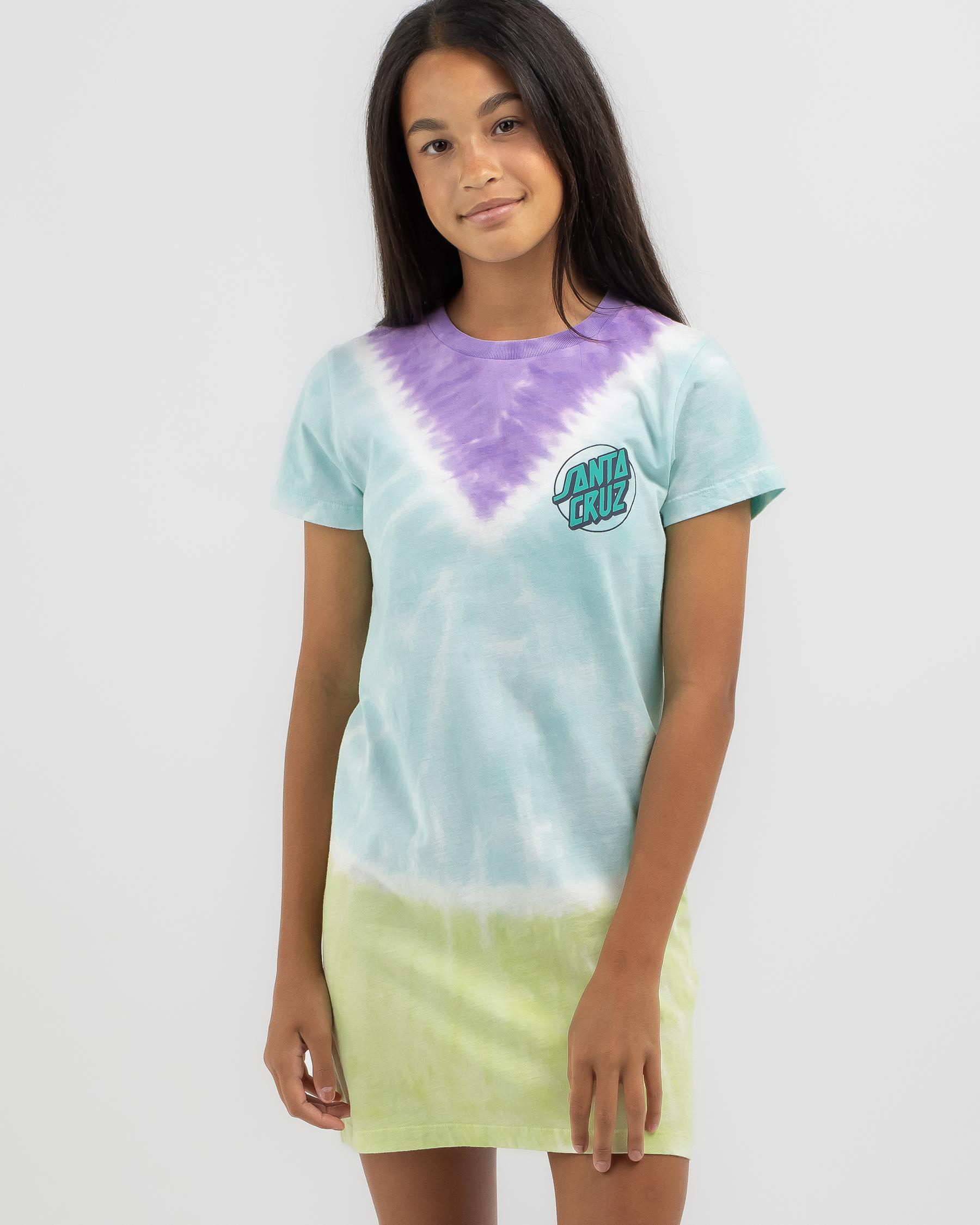 Shop Santa Cruz Girls' Tte Mfg Dot Redux Tie Dye Dress In Ocean Tie Dye ...