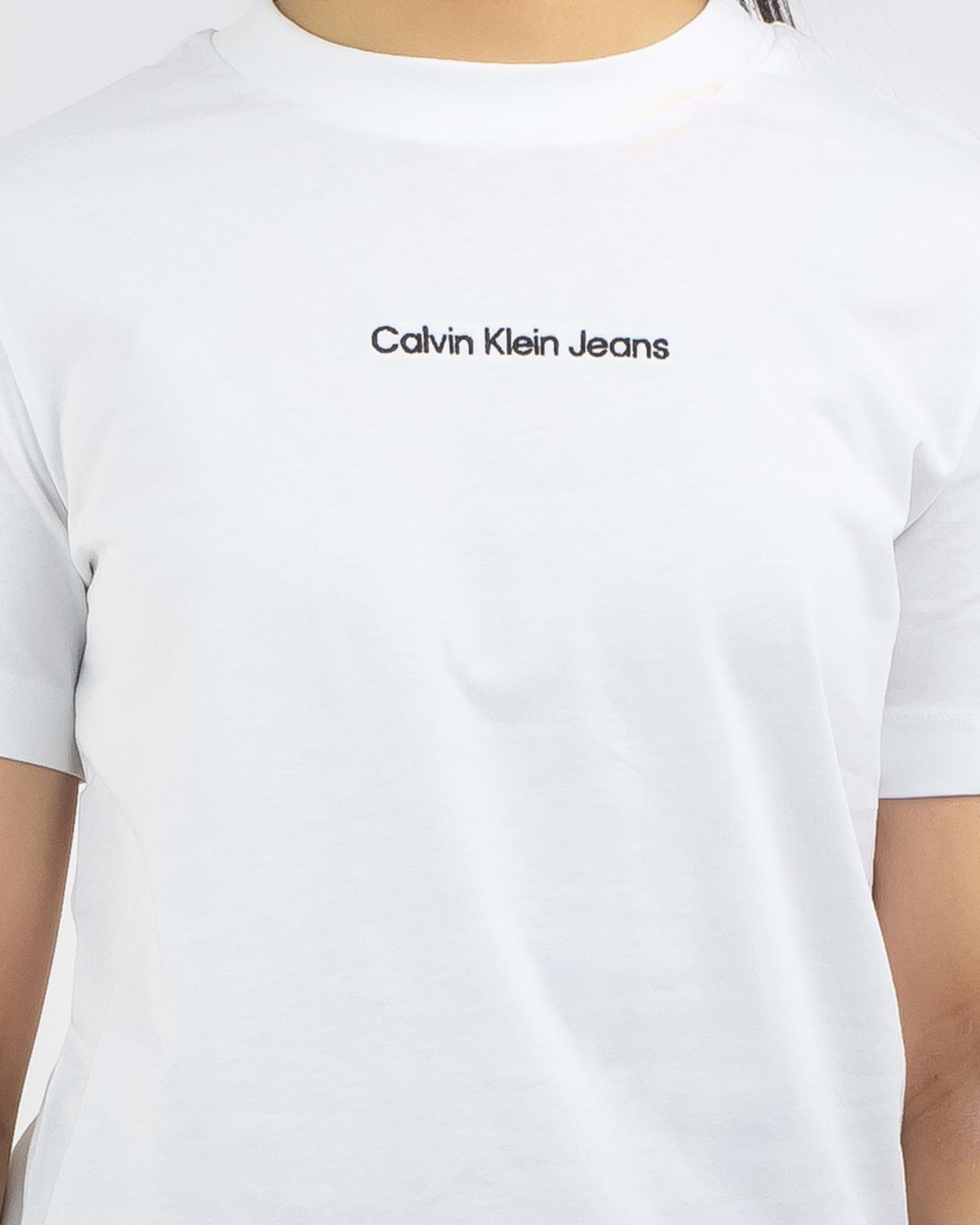 Shop Calvin Klein Institutional T Shirt In Bright White Fast Shipping