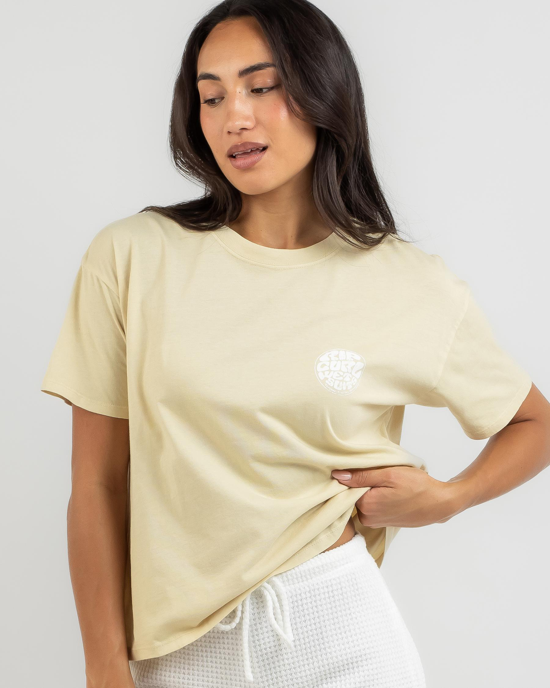 Rip Curl Wettie Icon Relaxed T-Shirt In Natural - Fast Shipping & Easy ...