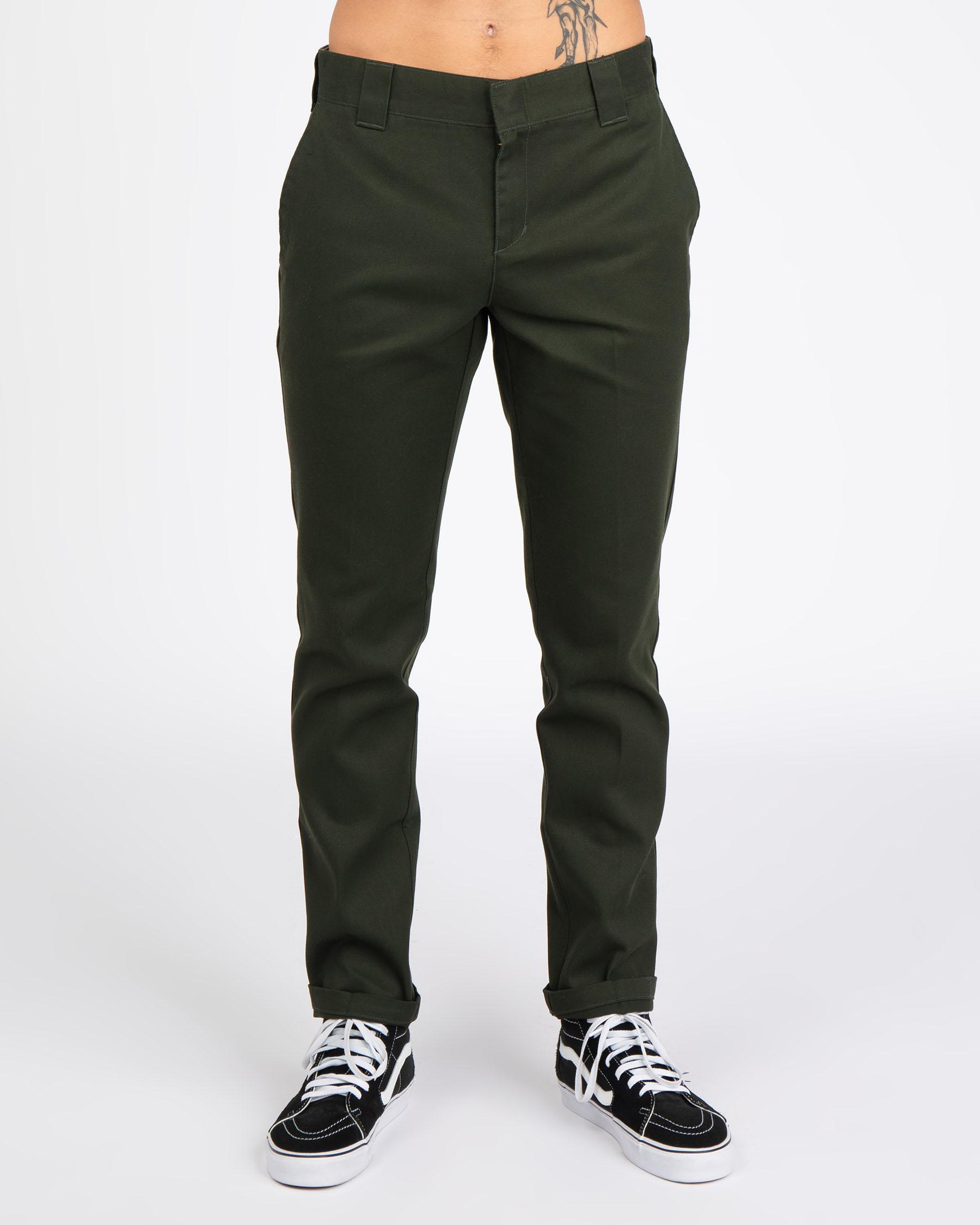 Dickies Slim Tapered Fit WE872 Pants In Olive Green - Fast Shipping ...