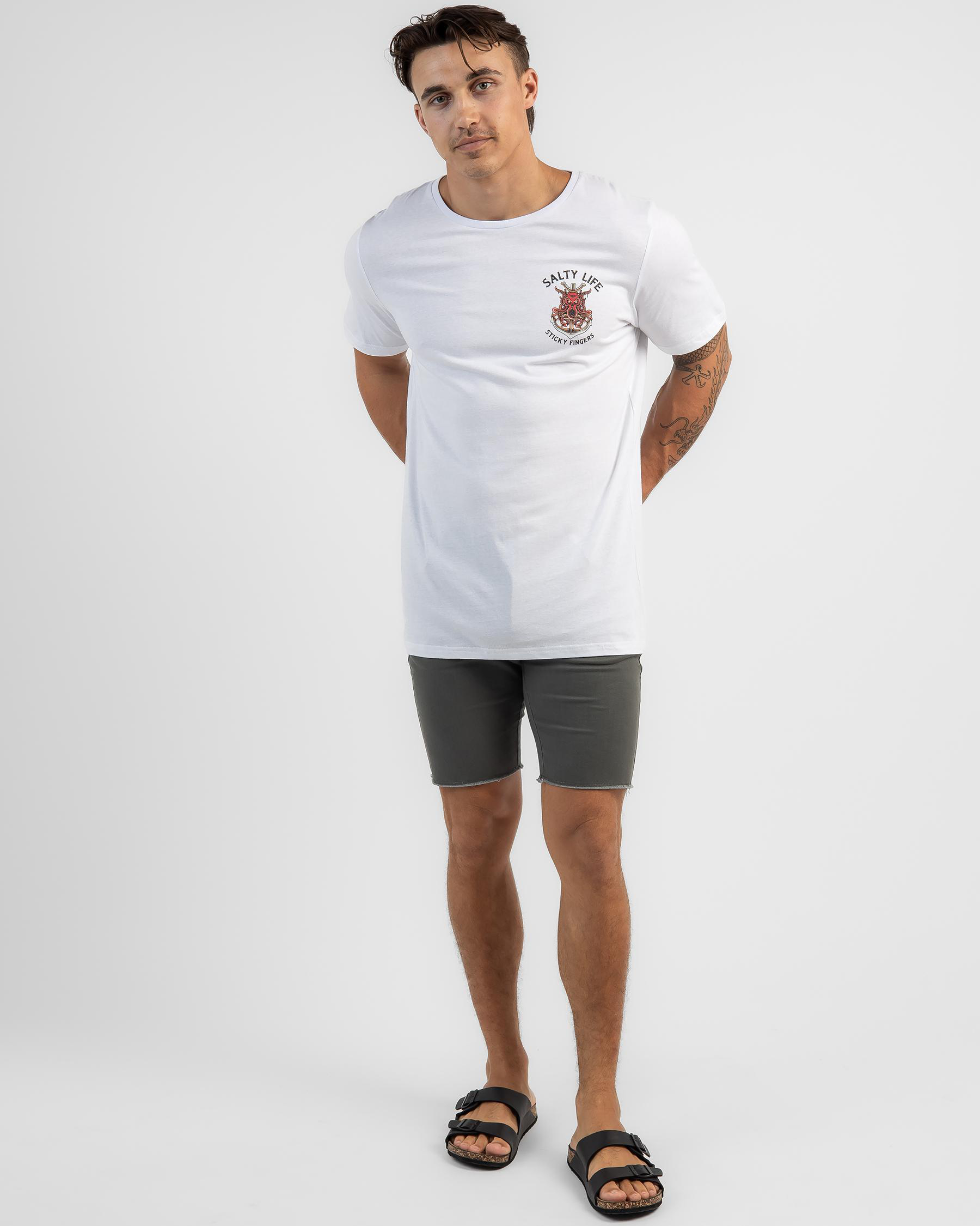 Shop Salty Life Sticky Fingers T-Shirt In White - Fast Shipping & Easy ...