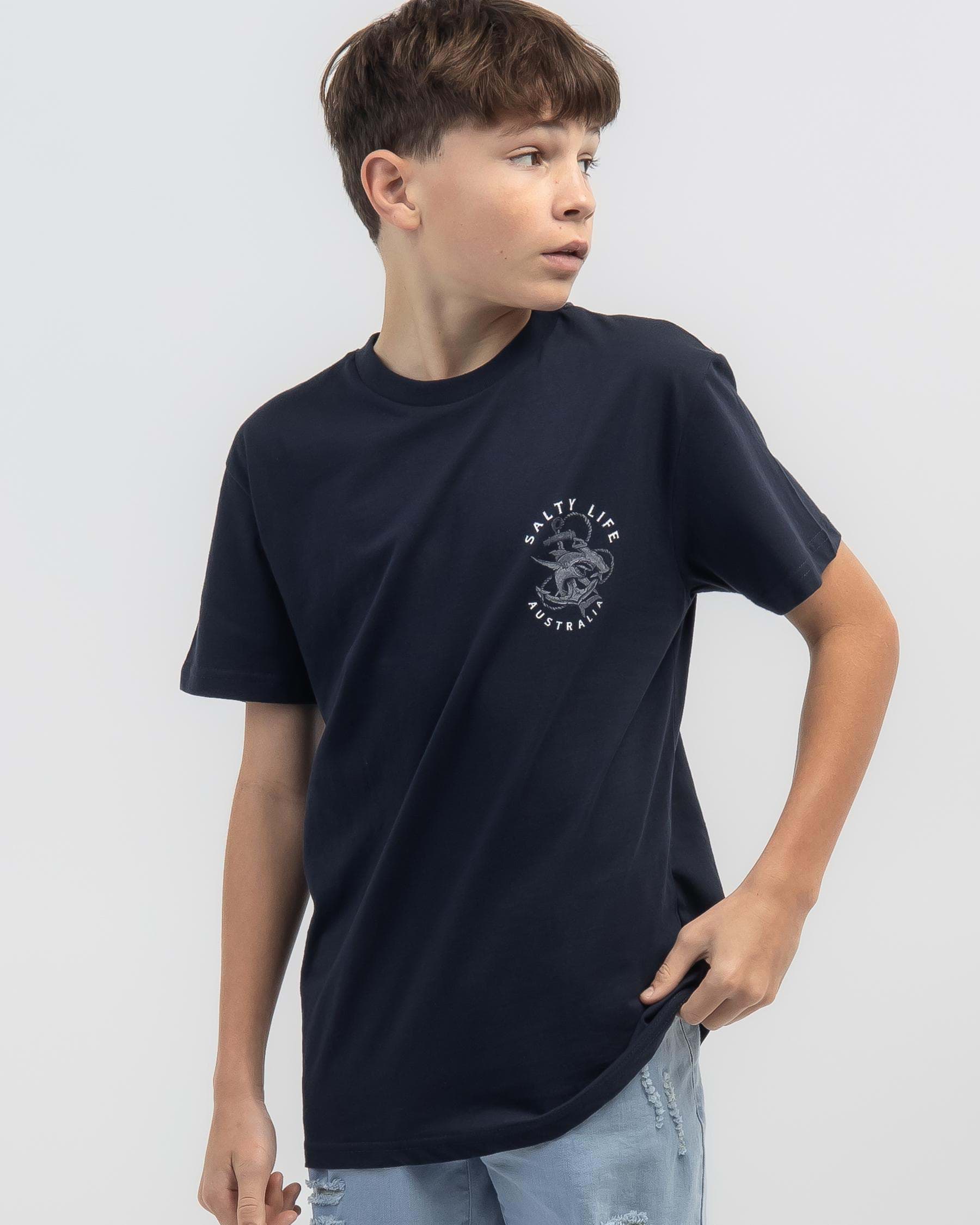 Salty Life Boys' Hammerhead T-Shirt In Navy - Fast Shipping & Easy ...