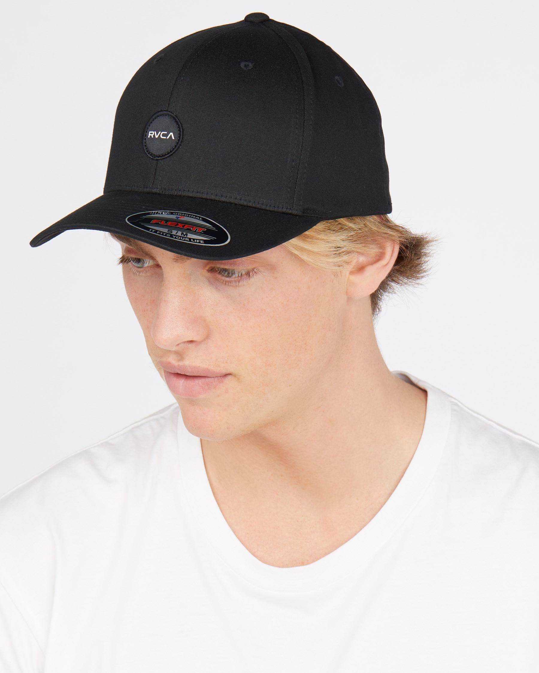 Shop RVCA Mini Motors Flexfit Cap In Black - Fast Shipping & Easy ...