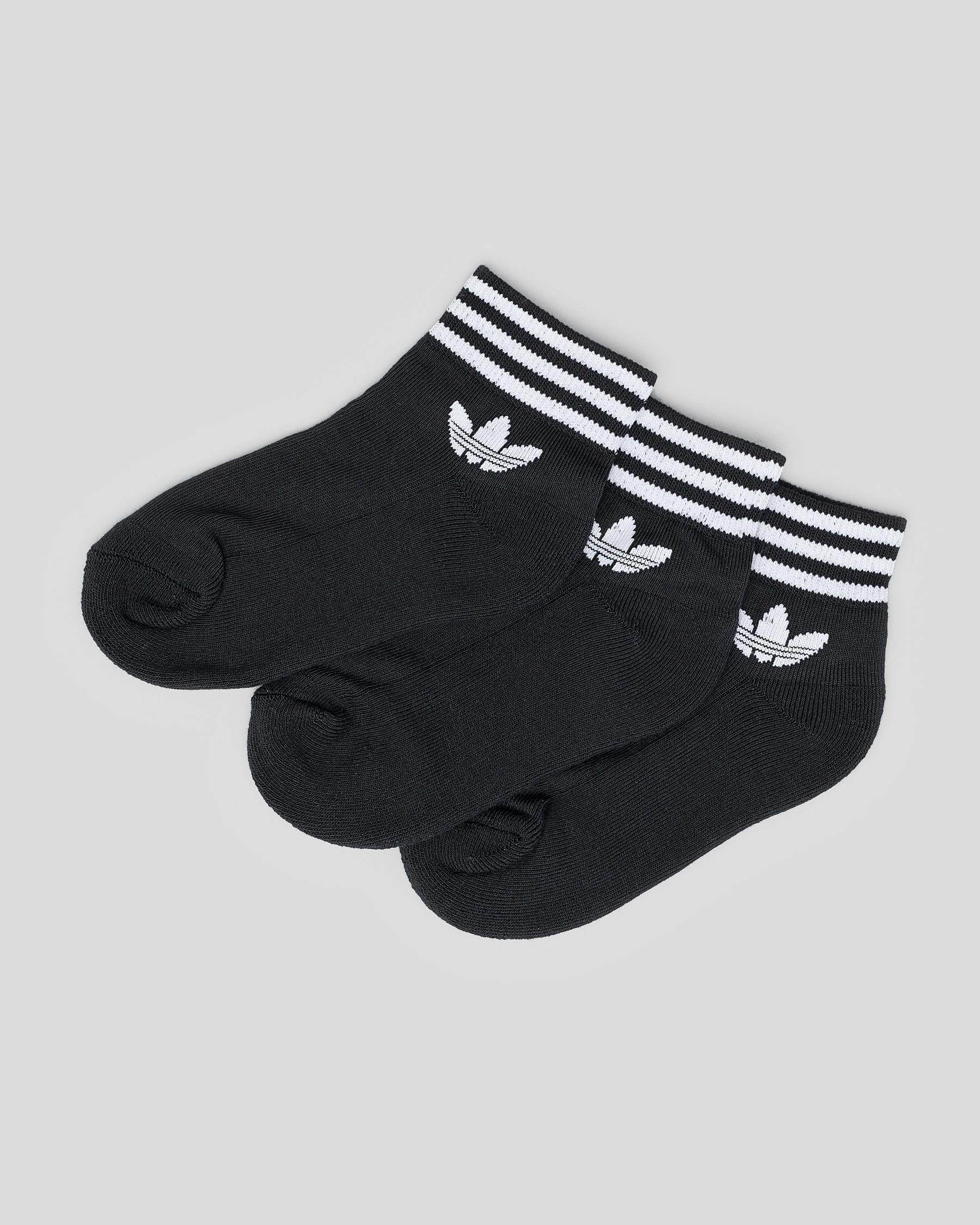 Shop adidas Toddlers' Trefoil Ankle Socks In Black/ White - Fast ...