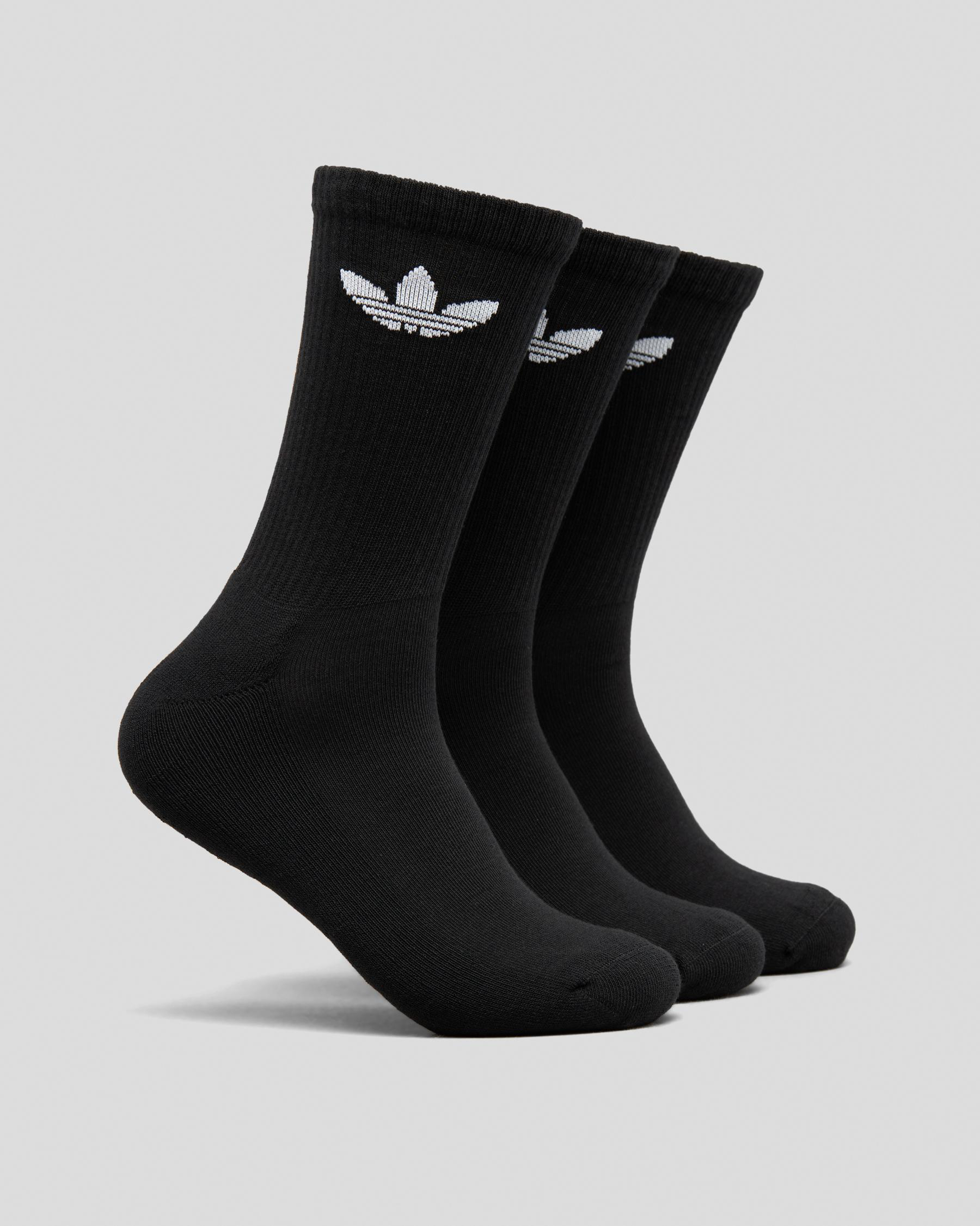 Shop adidas Boys' Cushion Trefoil Crew Socks 3 Pack In Black/white ...