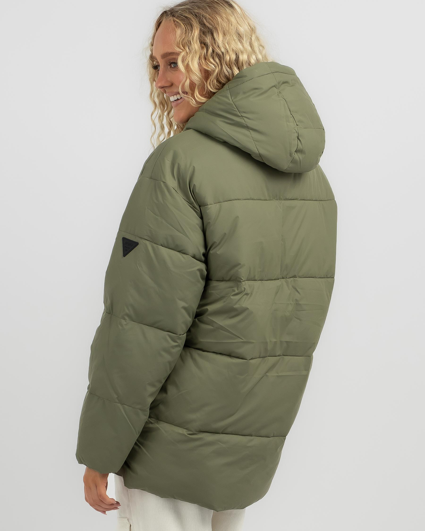 Roxy Ocean Ways Hooded Jacket In Deep Lichen Green - Fast Shipping ...