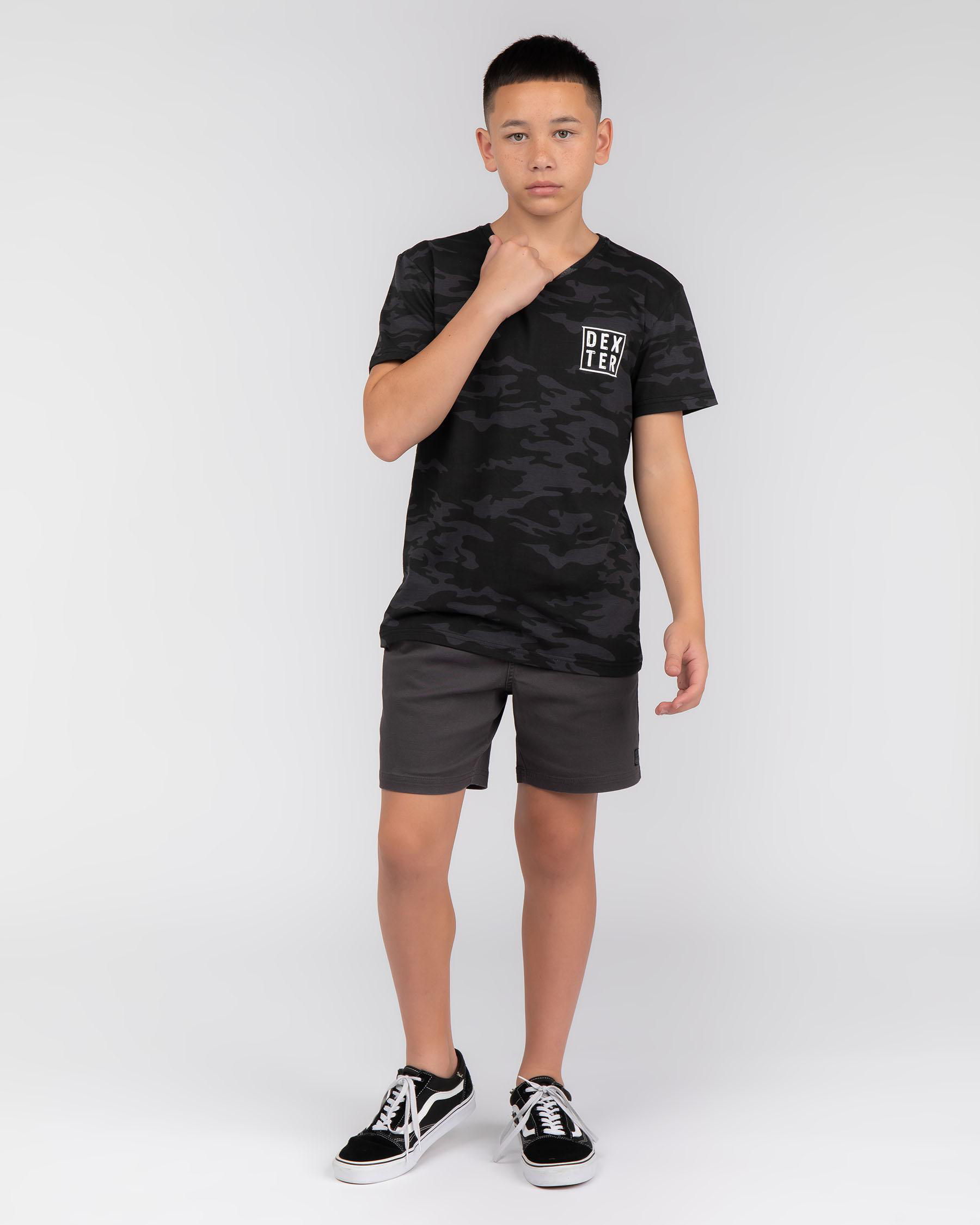 Shop Dexter Boys' Camo Puncture T-Shirt In Black Camo - Fast Shipping ...