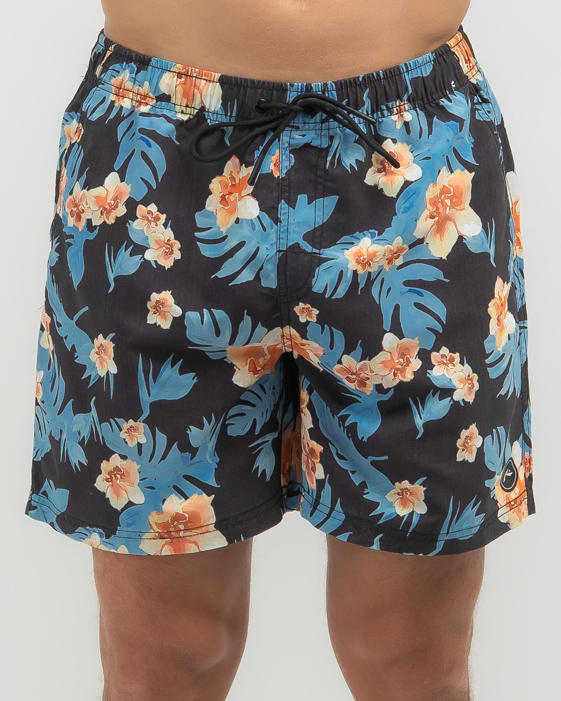 Shop Rusty Selling The Dream Elastic Board Shorts In Washed Black ...