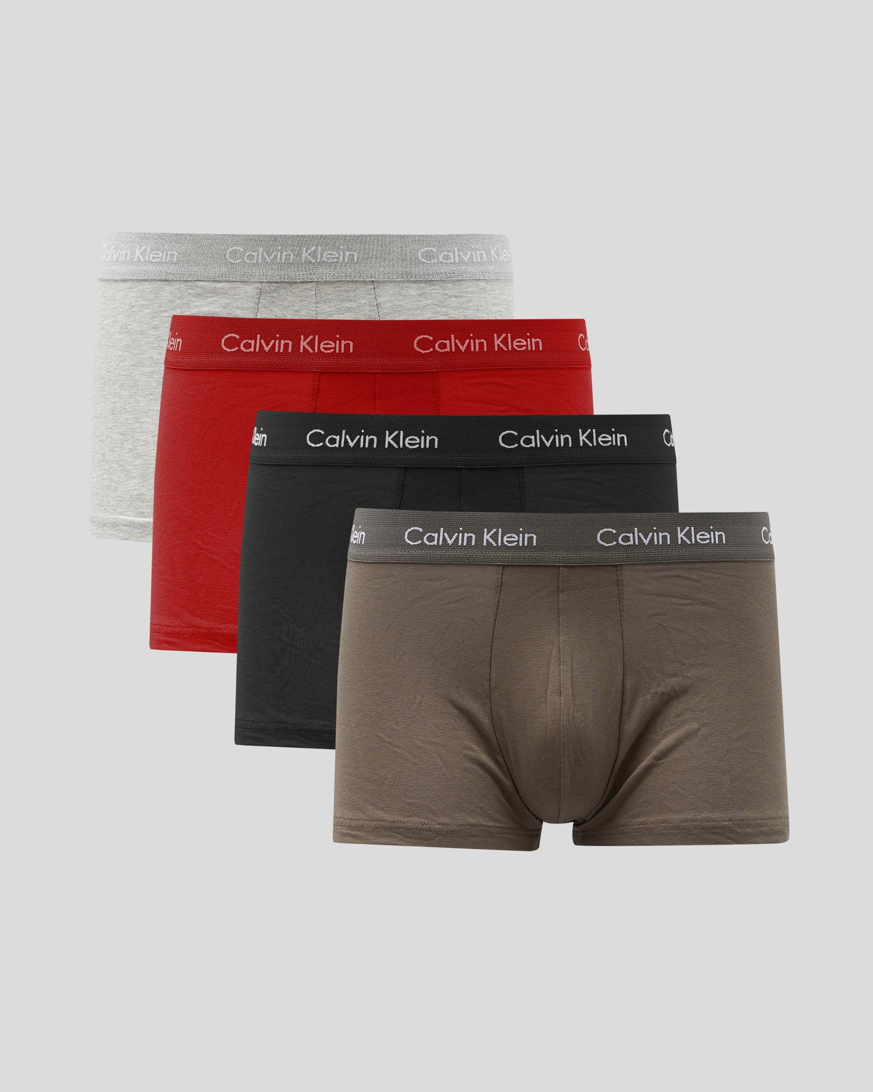 Shop Calvin Klein Cotton Stretch Low Rise Trunks 4 Pack In Multi - Fast ...