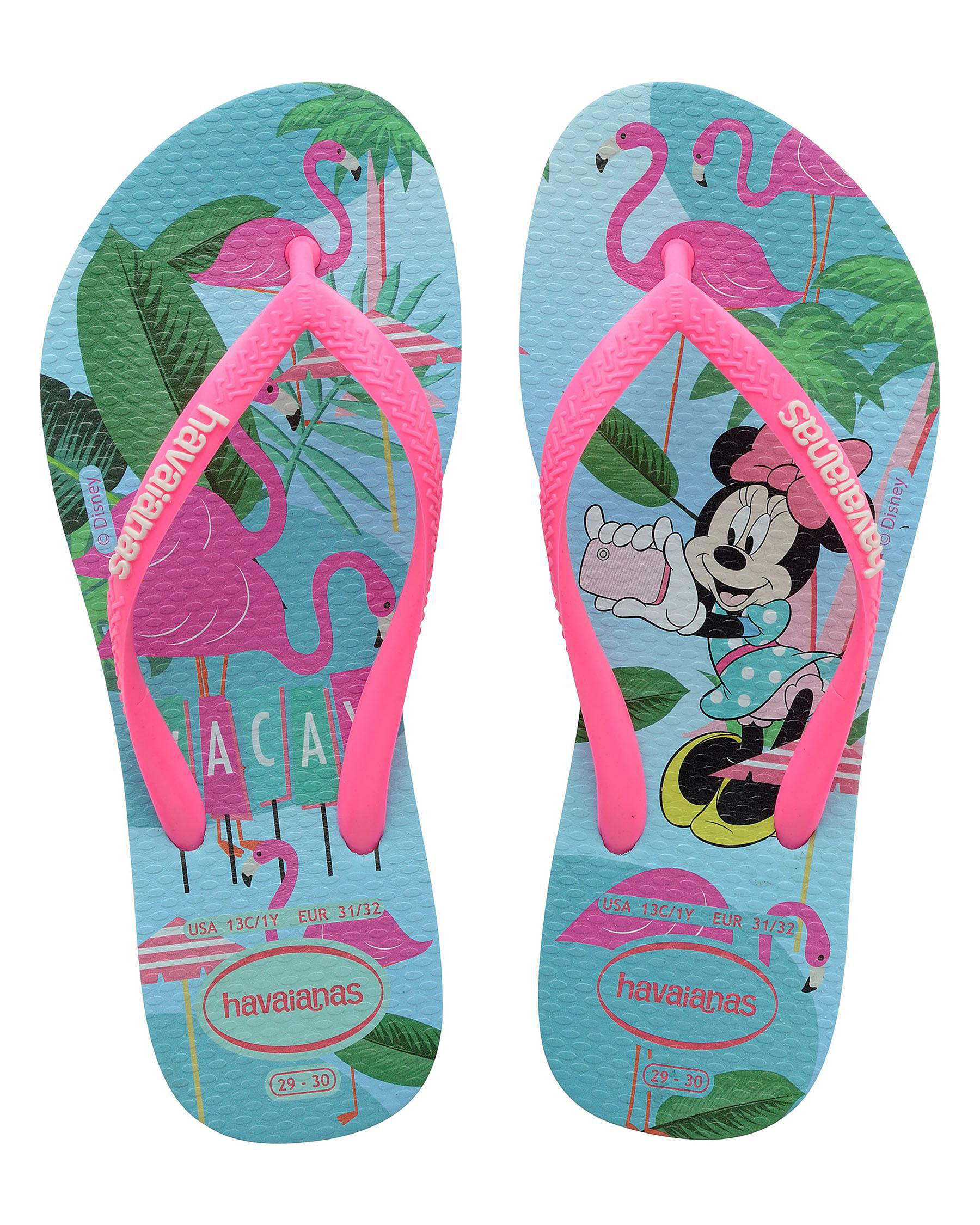 Shop Havaianas Kids' Slim Disney Cool Minnie Thongs In Ice Blue ...