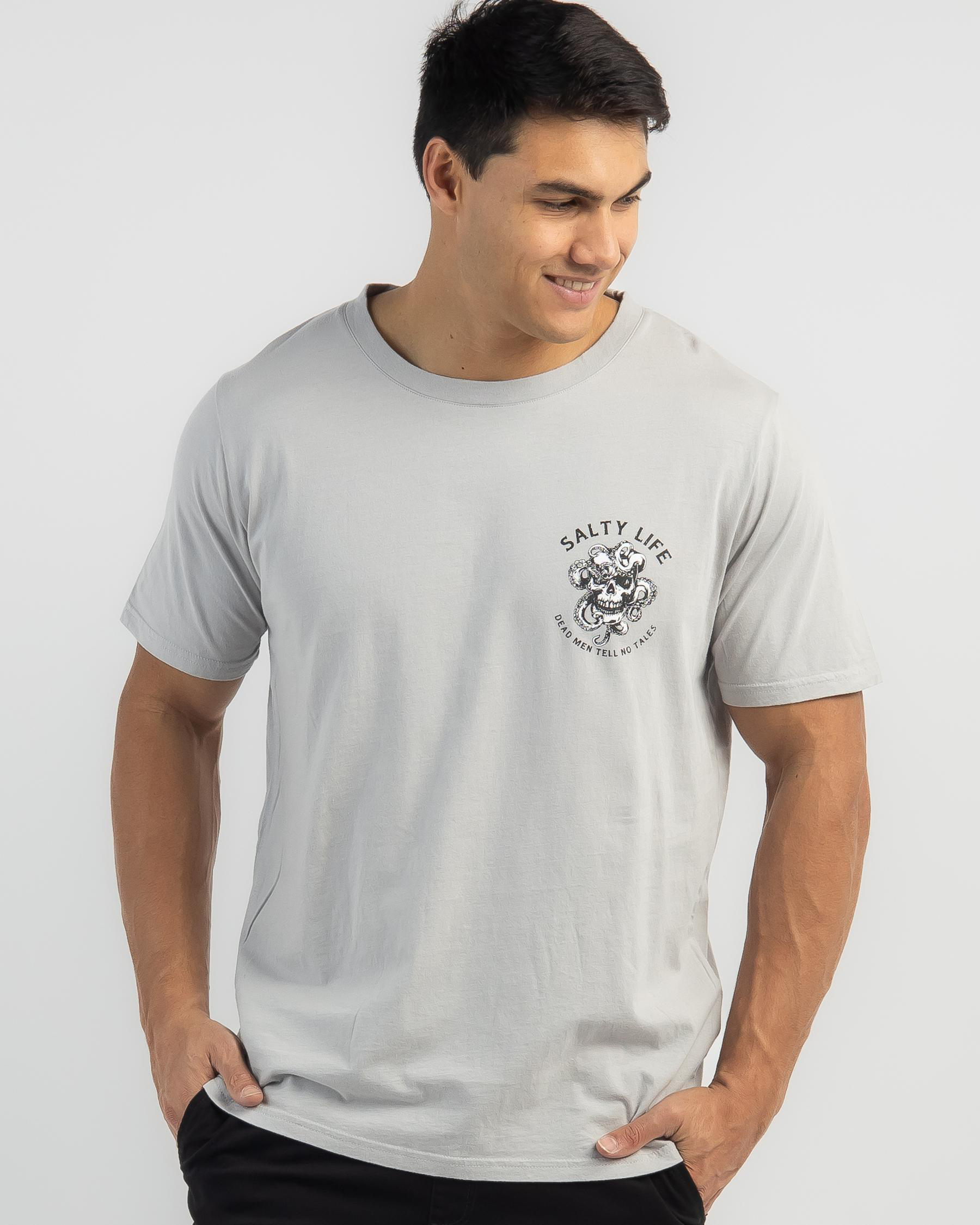 Shop Salty Life Bucaneer T-Shirt In Light Grey - Fast Shipping & Easy ...