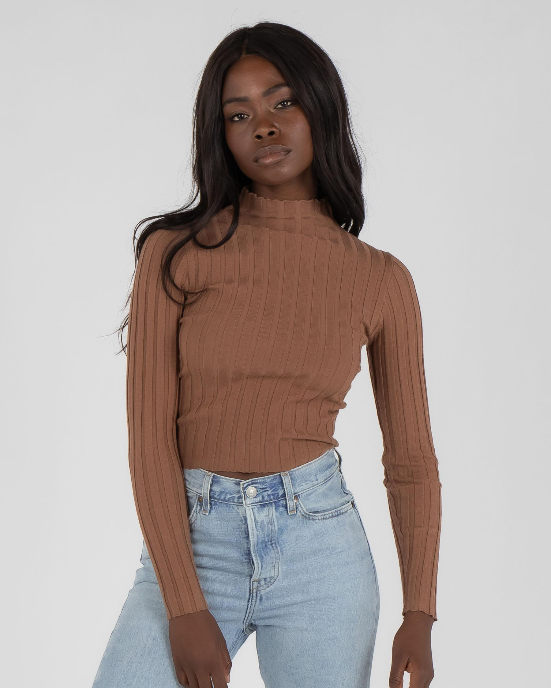 Shop Mooloola Klio Knit Top In Milk Chocolate - Fast Shipping & Easy ...