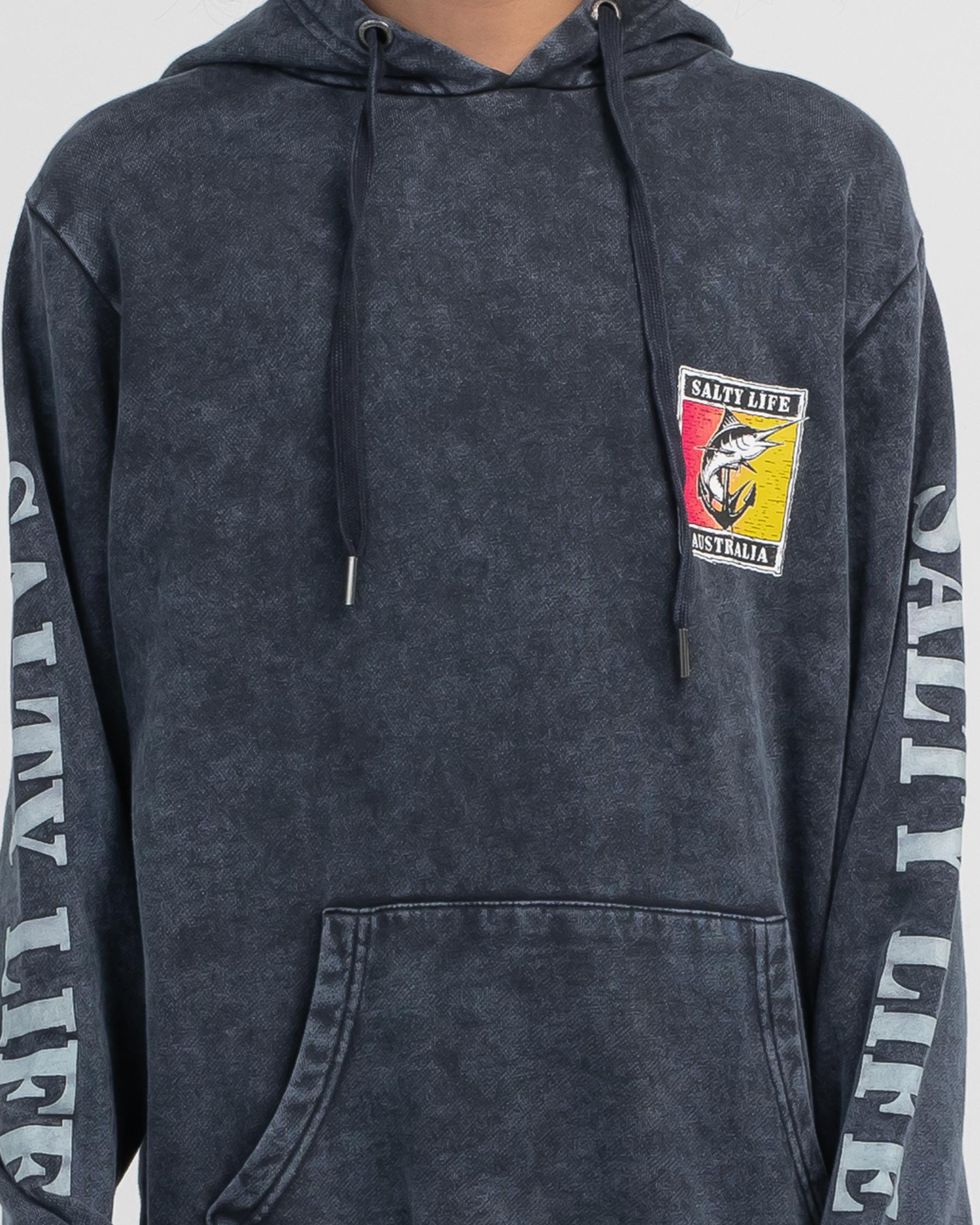 Shop Salty Life Boys' Apparition Hoodie In Navy Acid - Fast Shipping ...