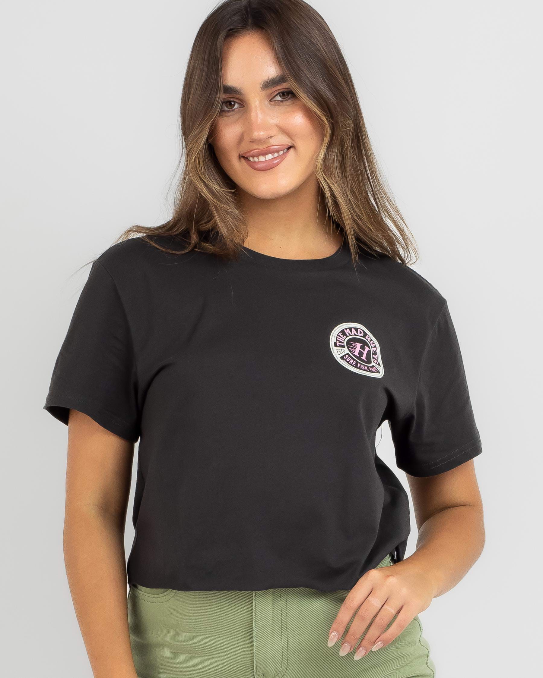 The Mad Hueys Surf Fish Party Cropped T-Shirt In Vintage Black - FREE ...