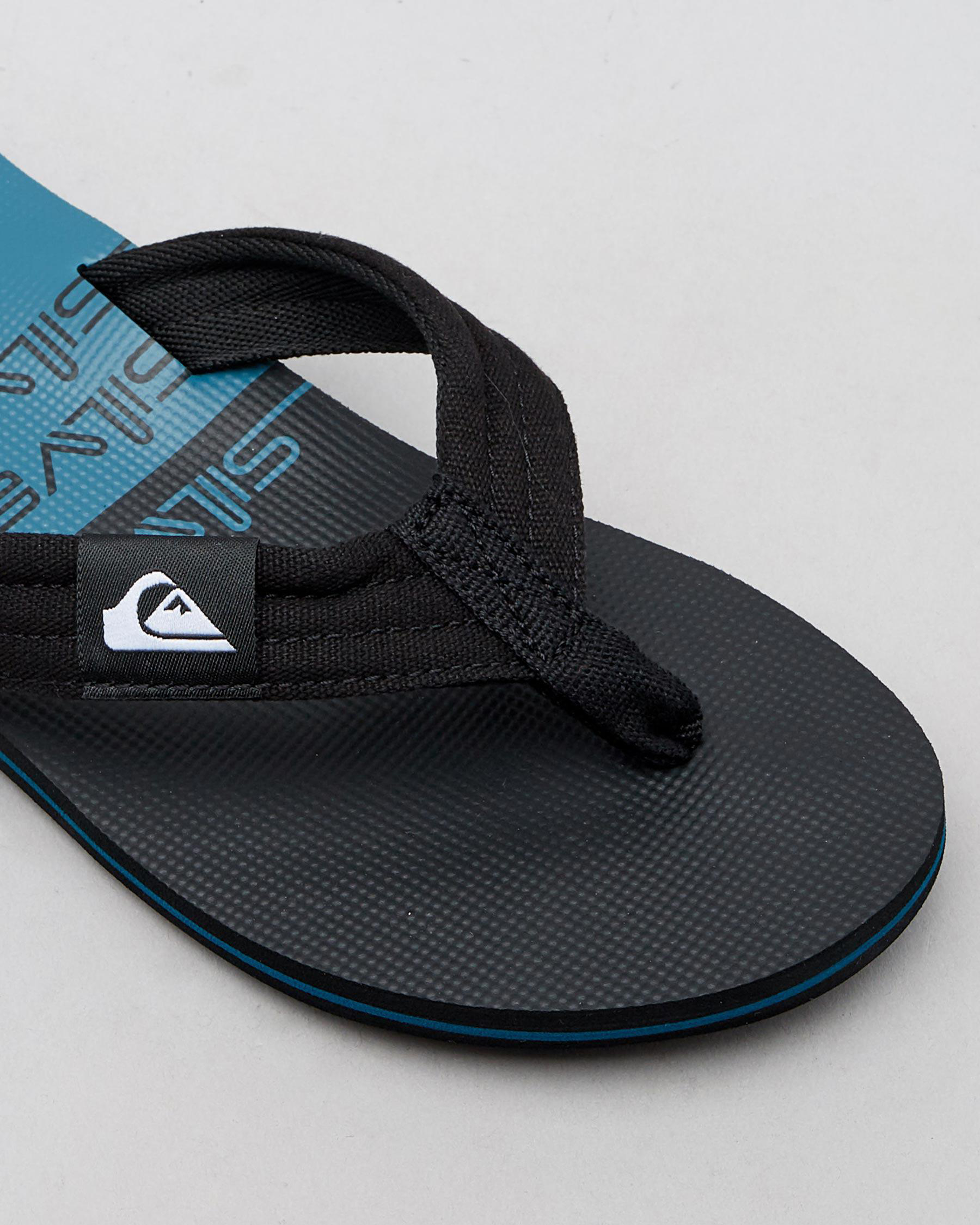 Shop Quiksilver Molokai Layback Thongs In Black/black/green - Fast ...