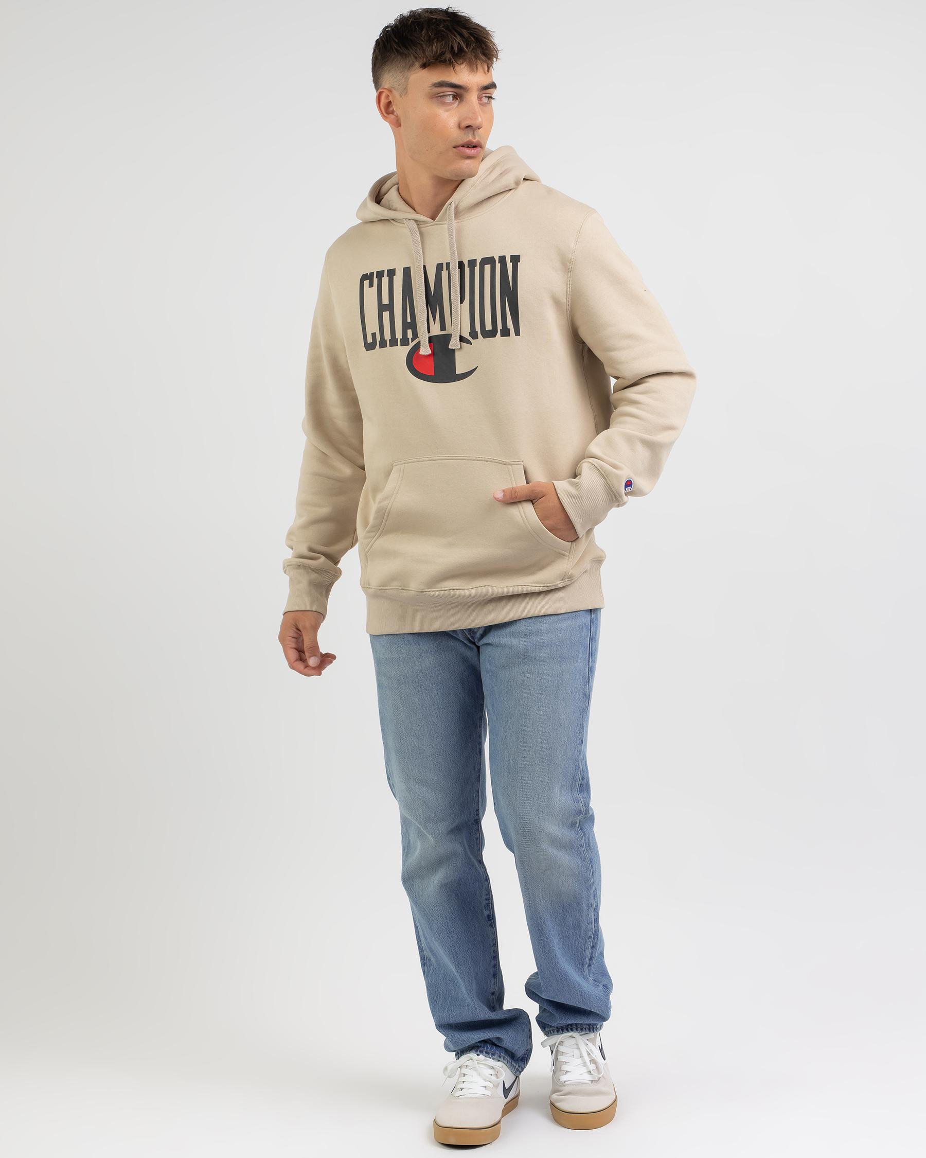 Shop Champion Sporty Hoodie In Sand Storm - Fast Shipping & Easy ...