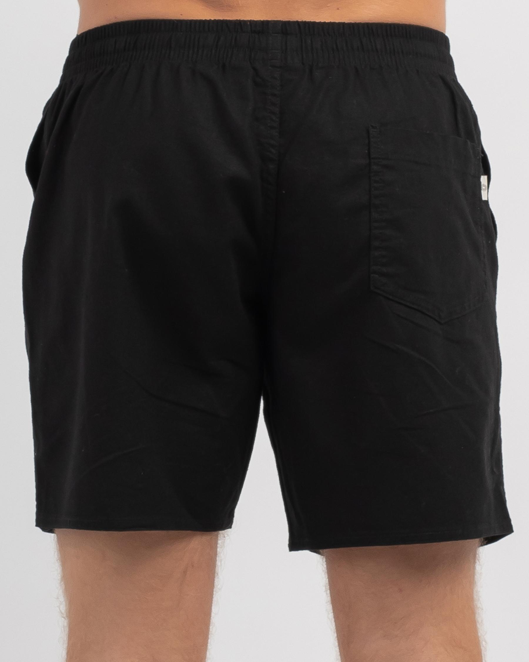 Shop Rhythm Classic Linen Jam Shorts In Vintage Black - Fast Shipping ...