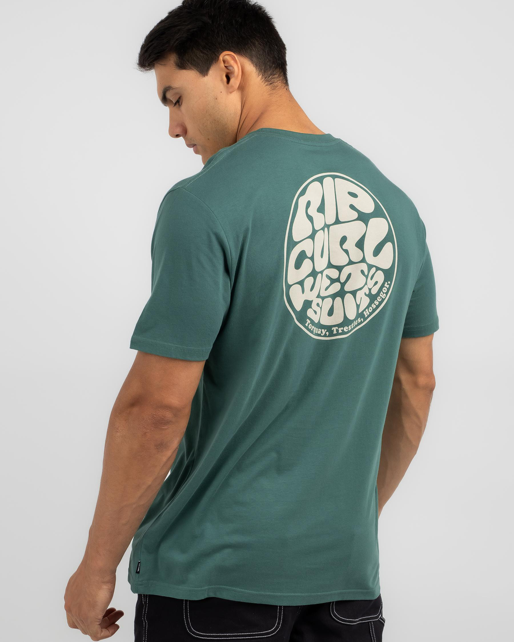 Shop Rip Curl Wetsuit Icon T-Shirt In Washed Green - Fast Shipping ...