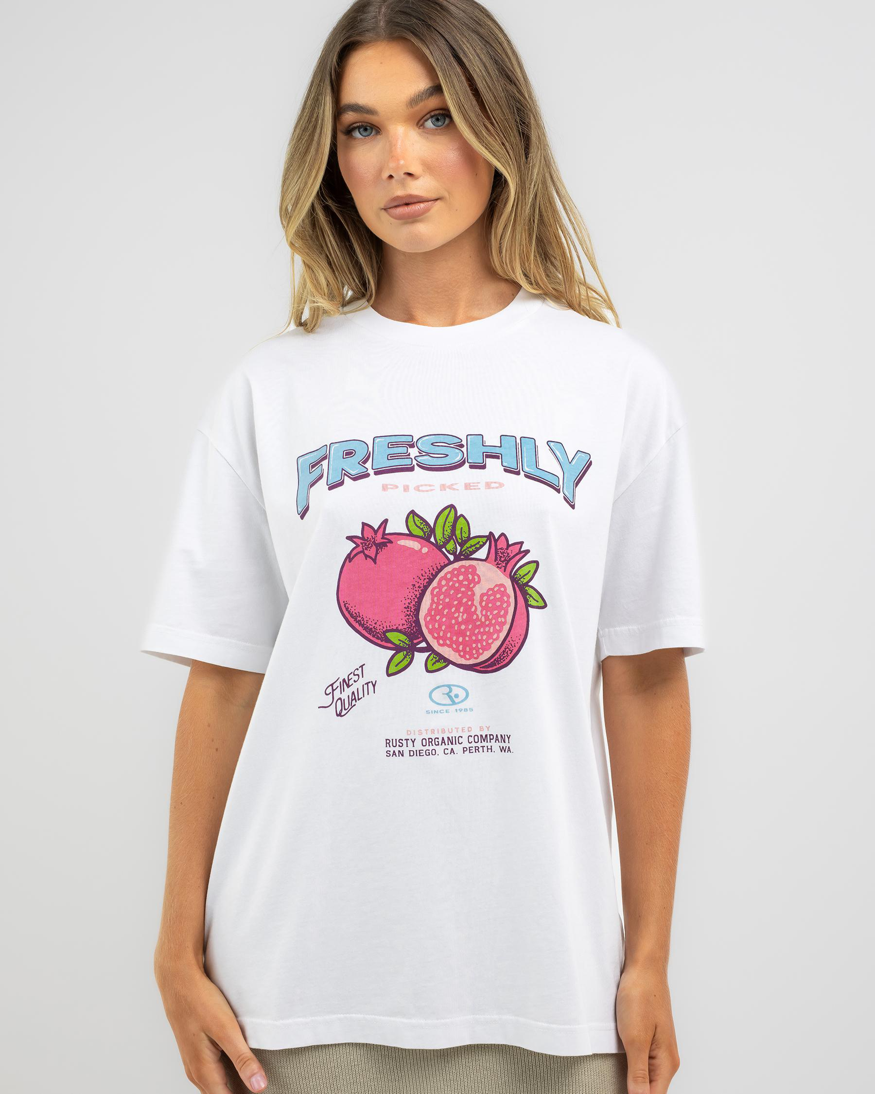 Shop Rusty Fruitful Oversized T-Shirt In White - Fast Shipping & Easy ...