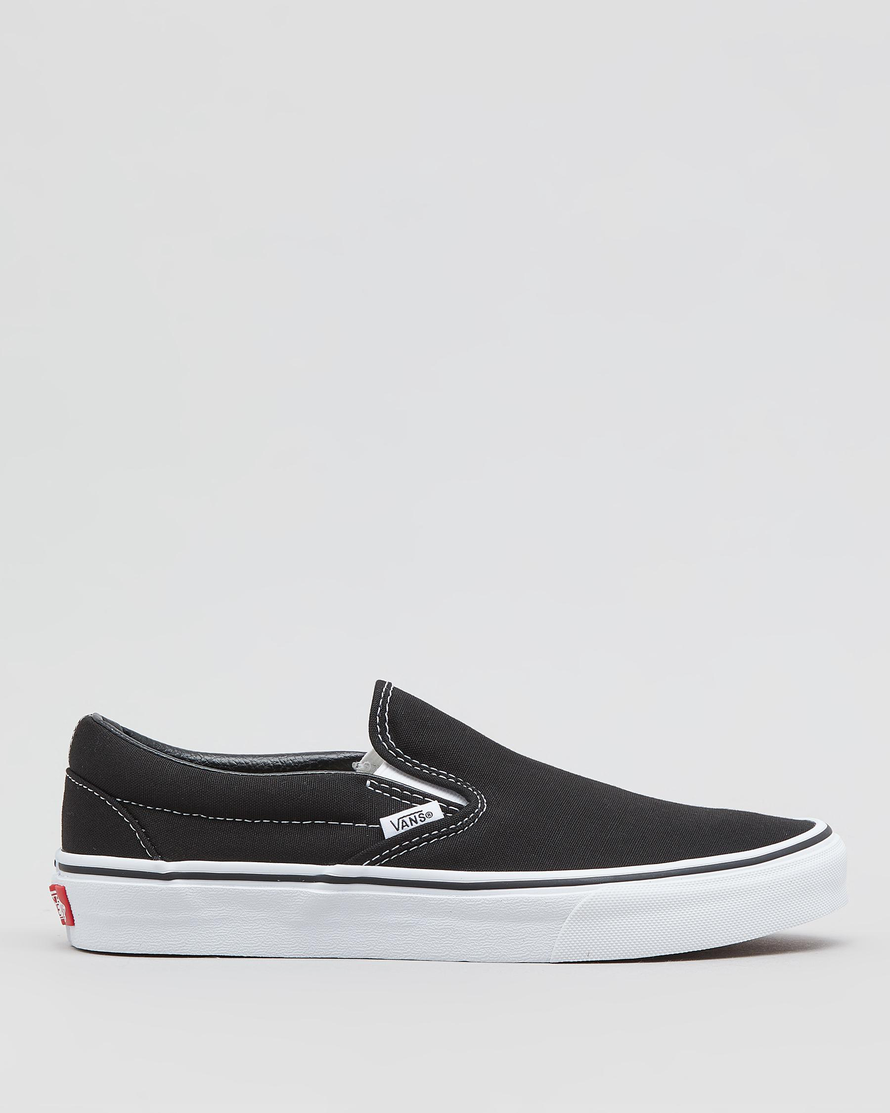Shop Vans Womens Classic Slip On Shoes In Black Black - Fast Shipping ...