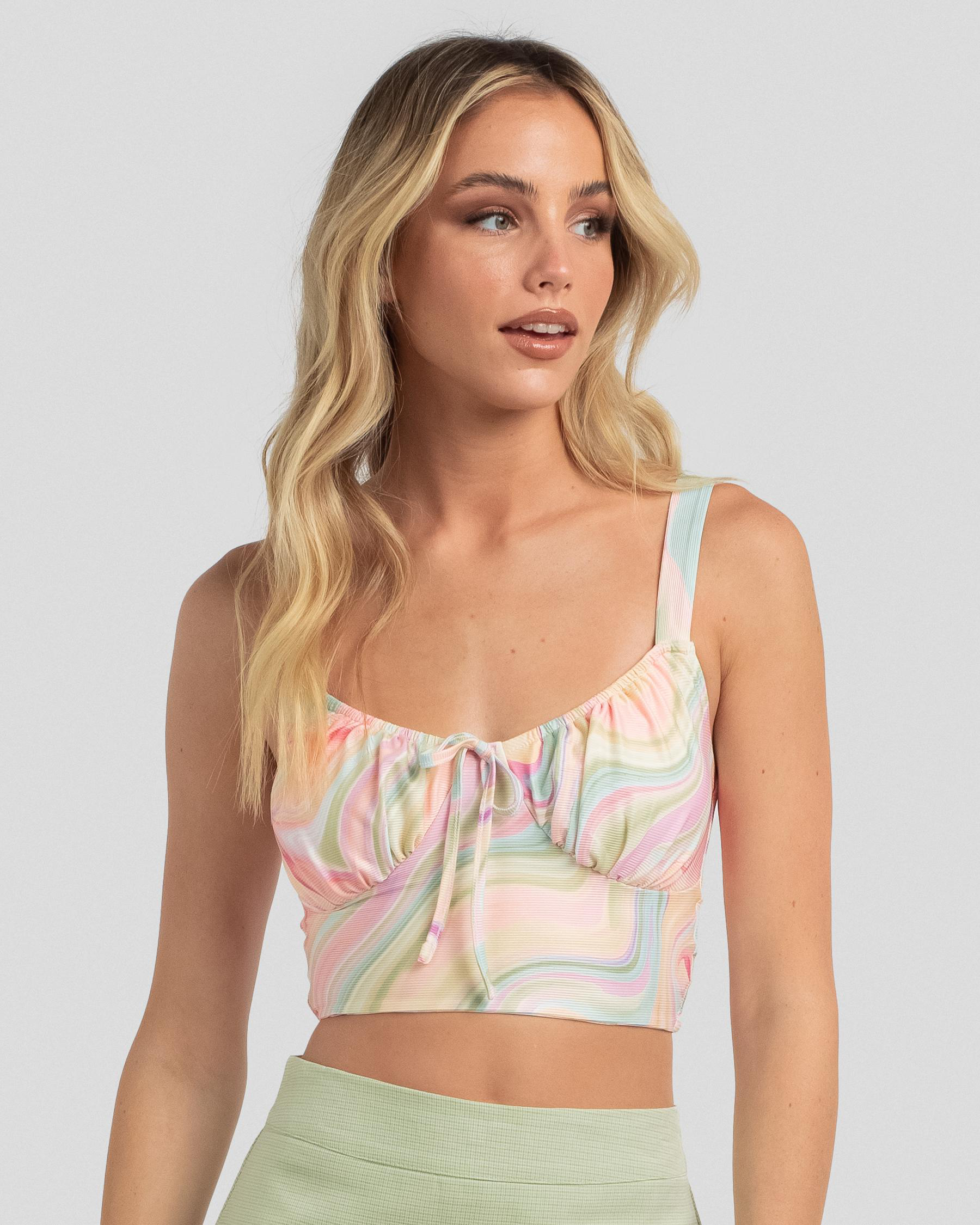 Shop Ava And Ever Sandrine Crop Top In Peach/teal - Fast Shipping ...