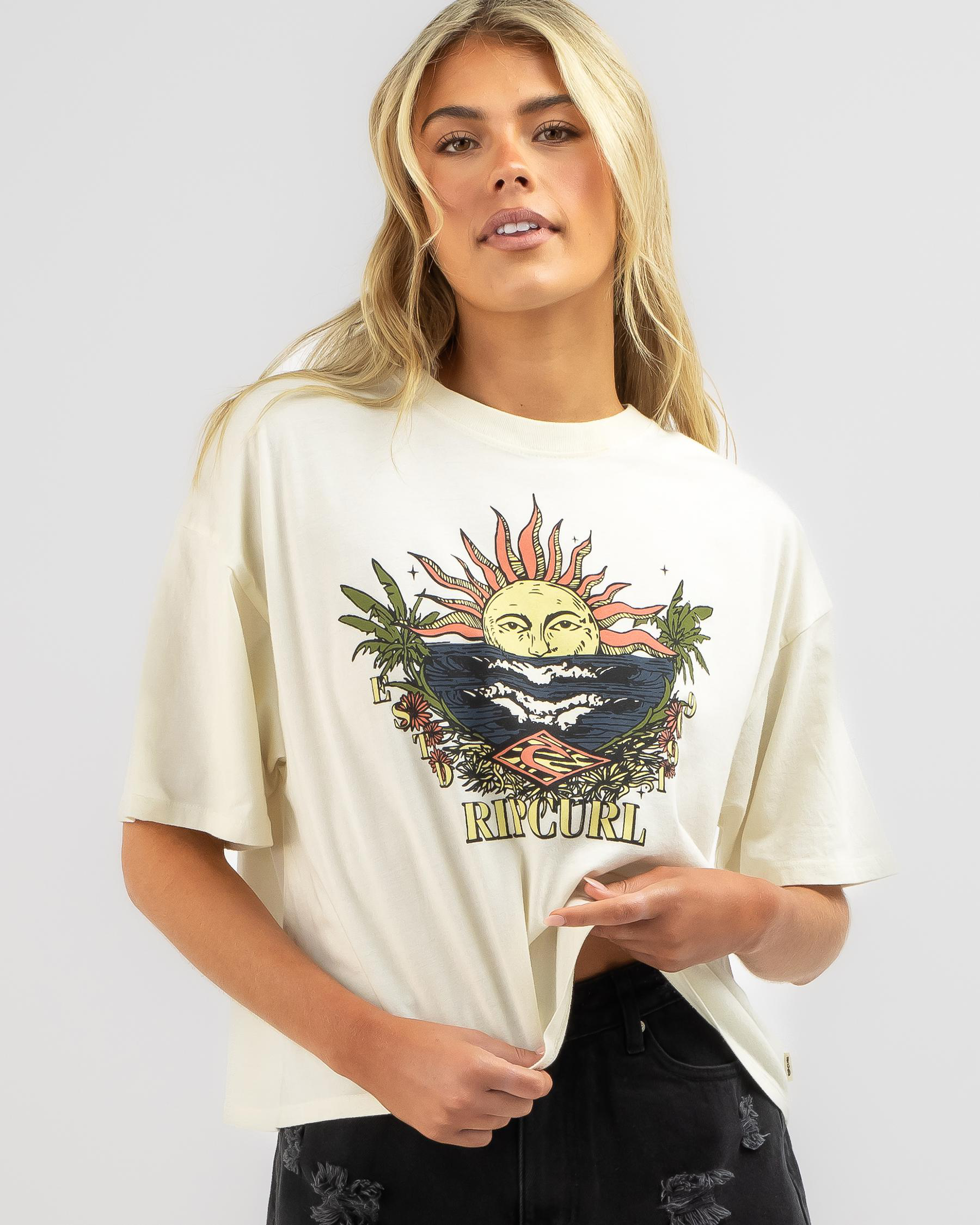 Rip Curl Shore Break Heritage Crop T-Shirt In Bone - FREE* Shipping ...