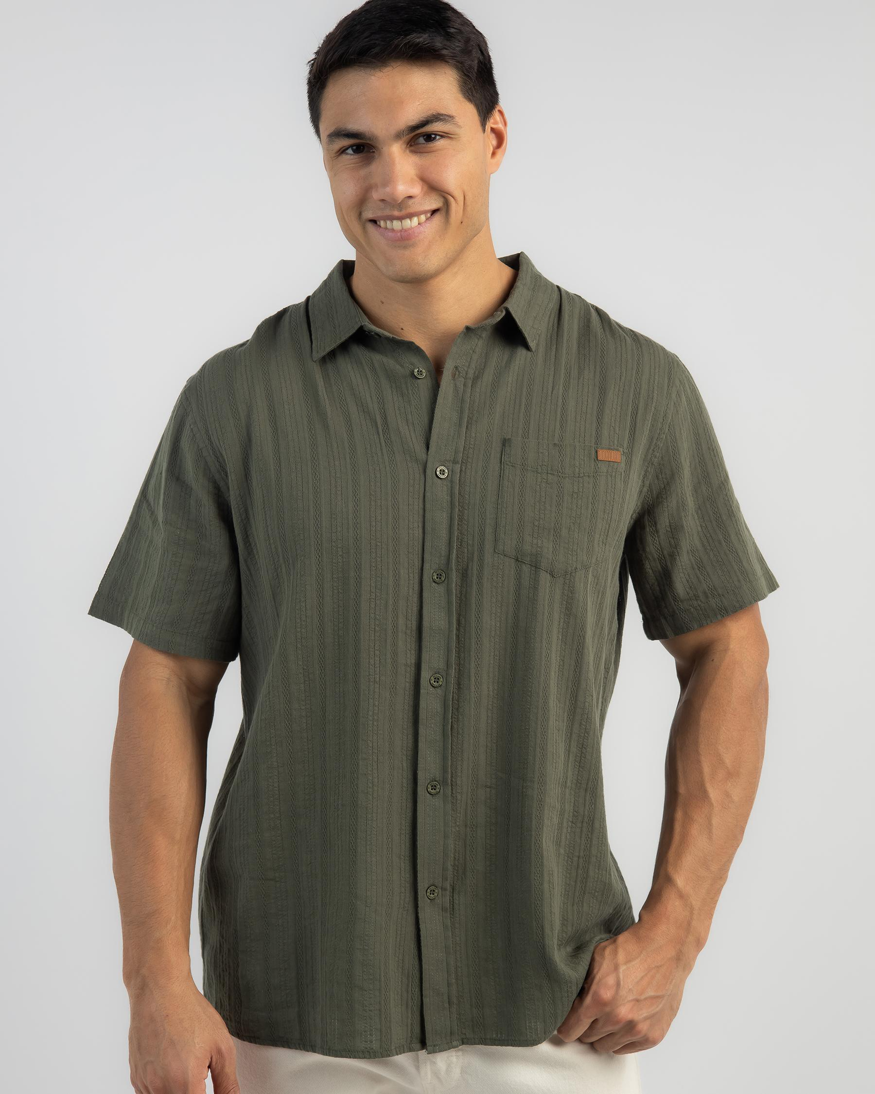 Shop Skylark Novella Short Sleeve Shirt In Army Green - Fast Shipping ...