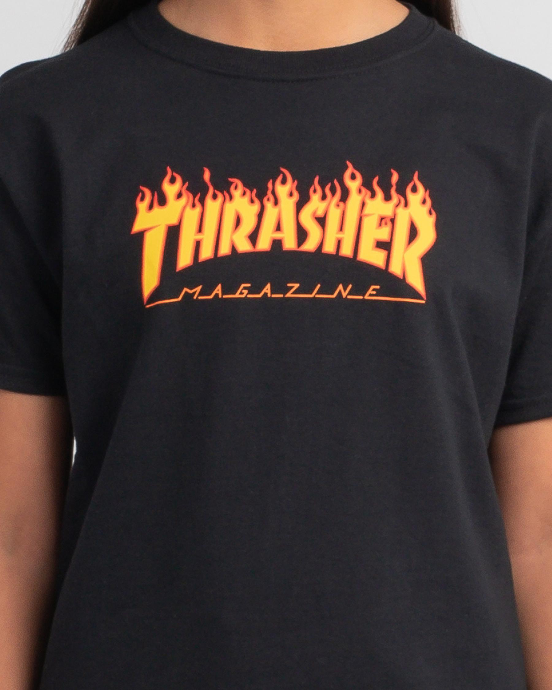 Shop Thrasher Girls' Flame T-Shirt In Black - Fast Shipping & Easy ...