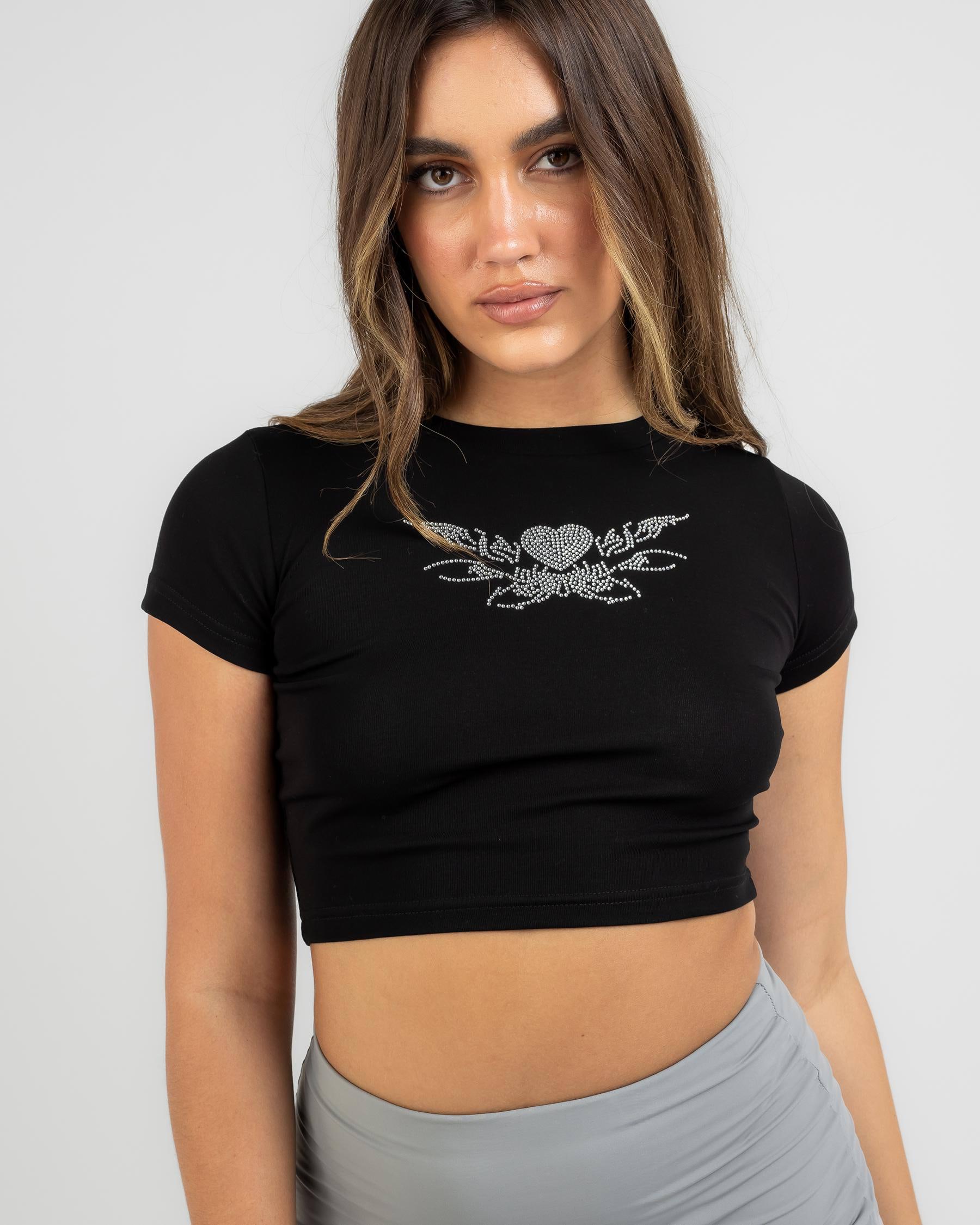 Shop Ava And Ever Bella Baby Tee In Black - Fast Shipping & Easy ...