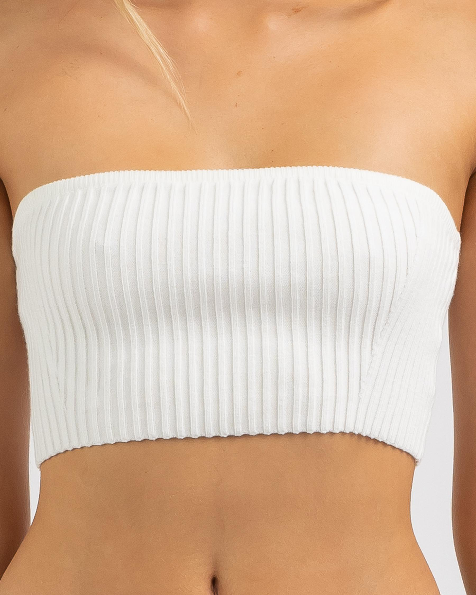 Rumor Scarlet Knit Tube Top In White Fast Shipping & Easy Returns