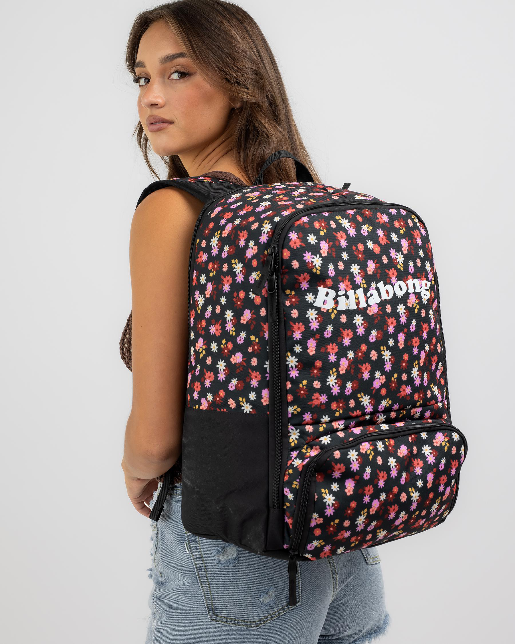 Shop Billabong Ditsy Dream Backpack In Black Pebble - Fast Shipping ...