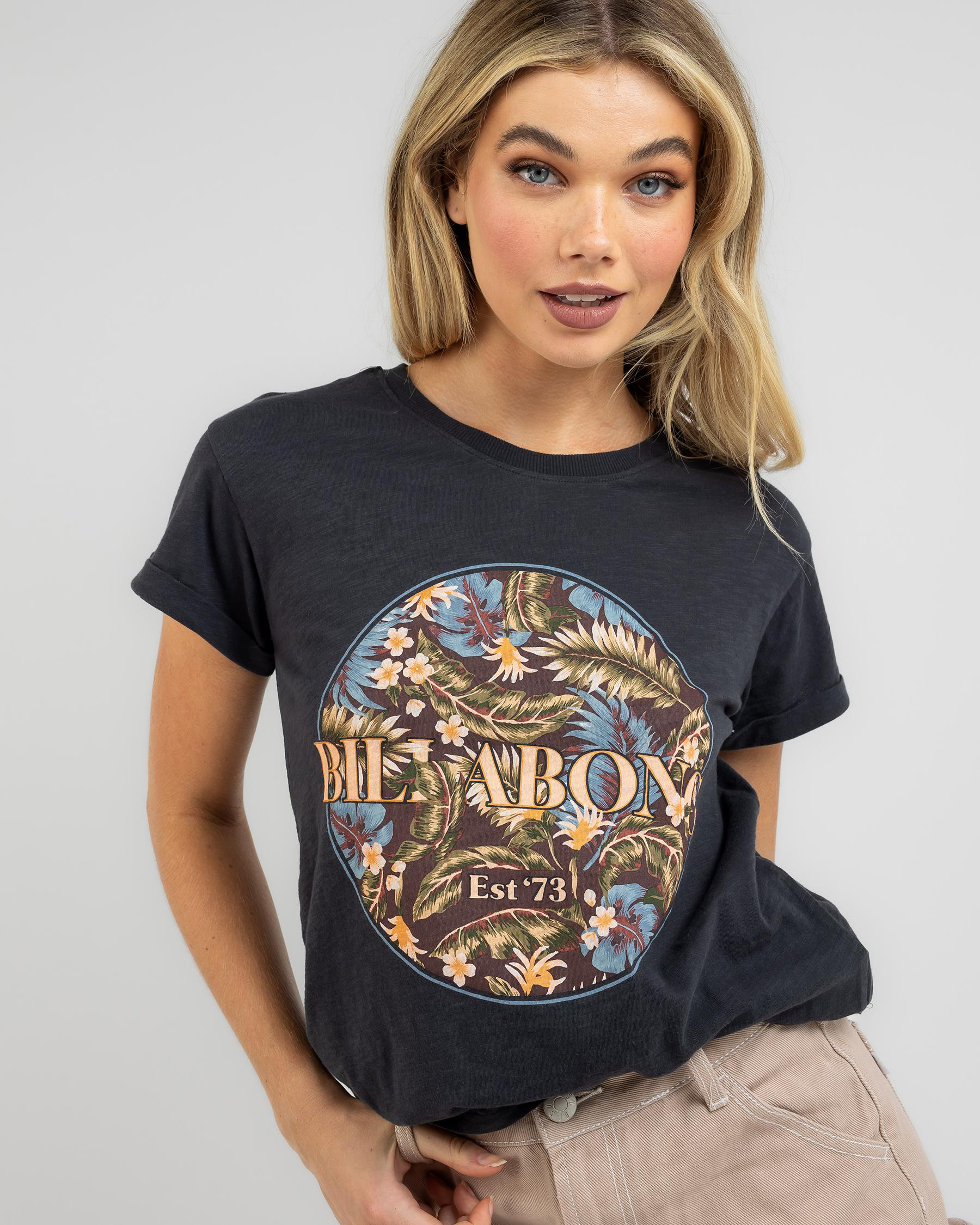 Shop Billabong Slow Daze T-Shirt In Off Black - Fast Shipping & Easy ...