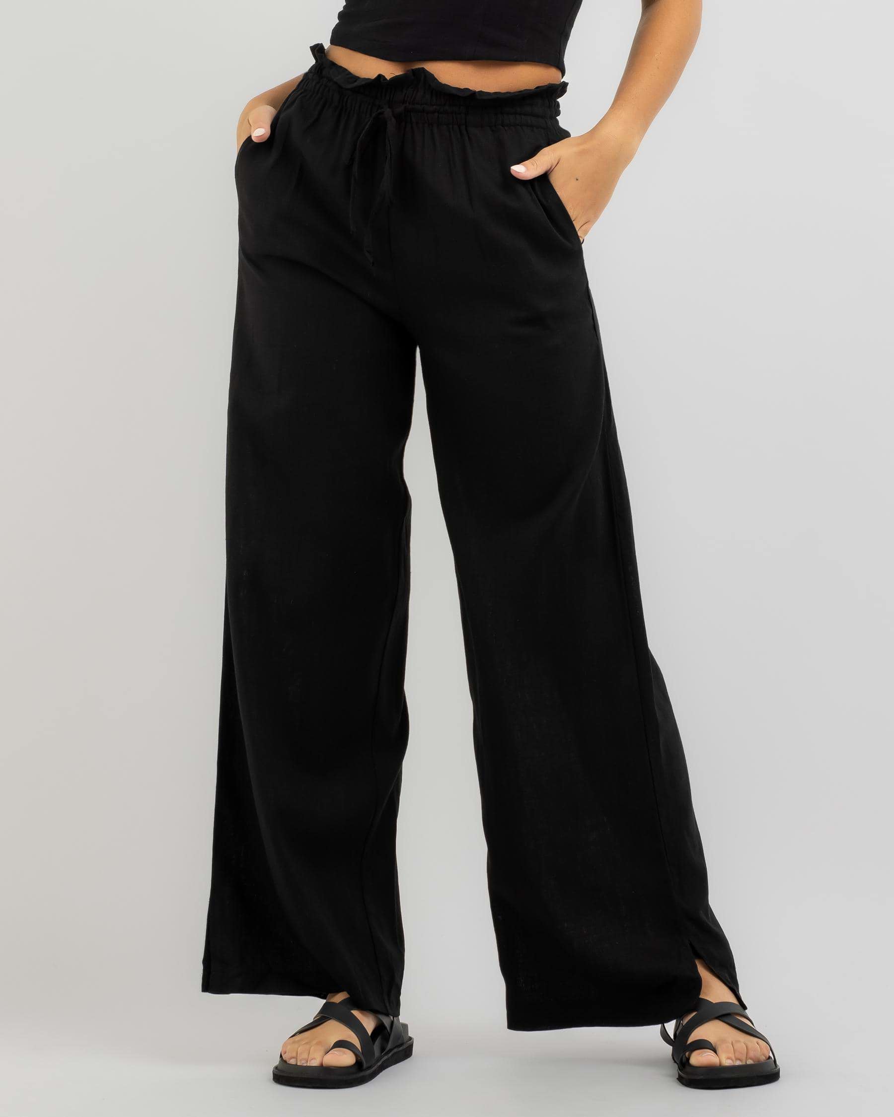 Shop Ava And Ever Kira Hawaii Beach Pants In Black - Fast Shipping ...
