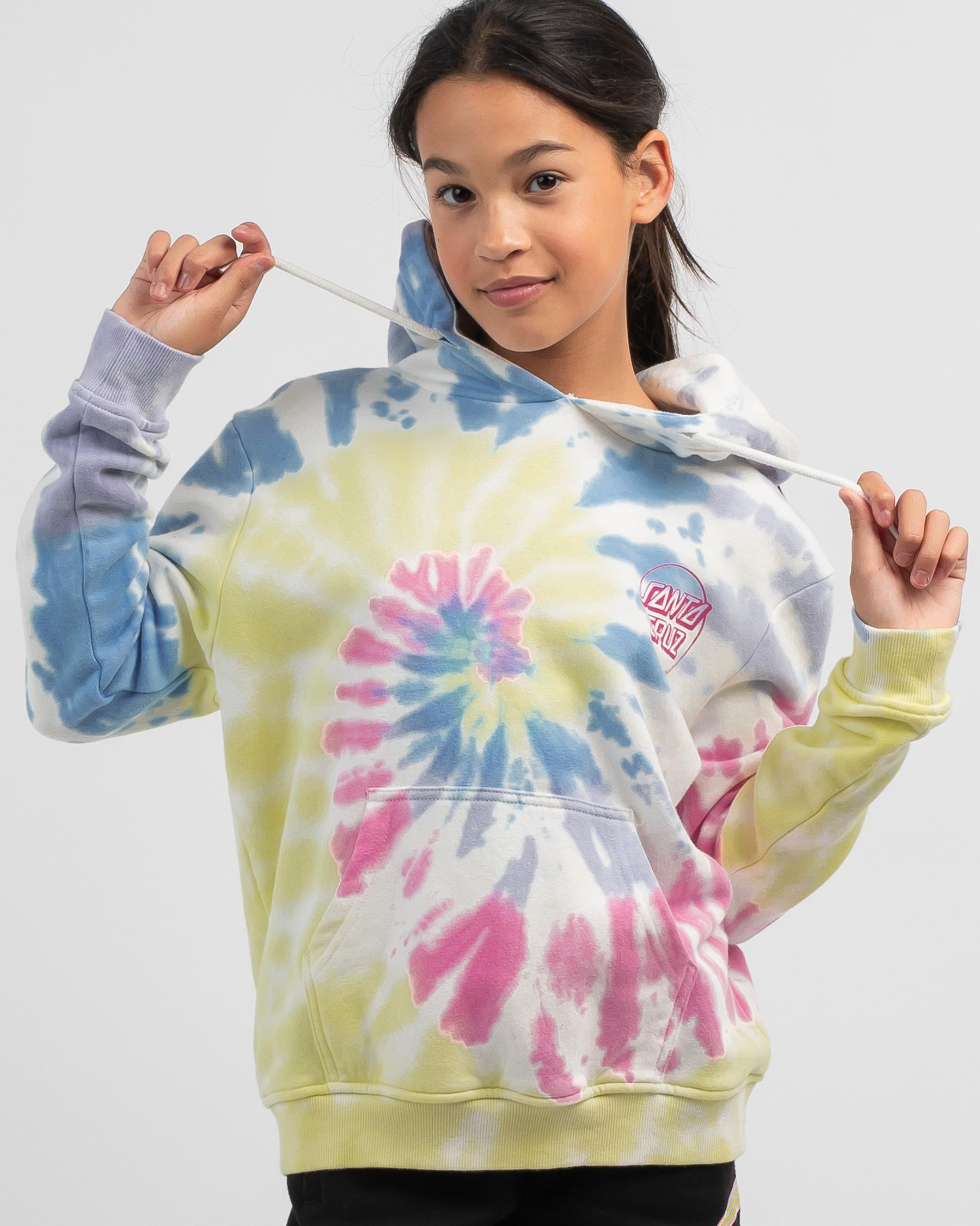 Shop Santa Cruz Girls' Optus Dot Strip Hoodie In Multi Tie Dye - Fast ...